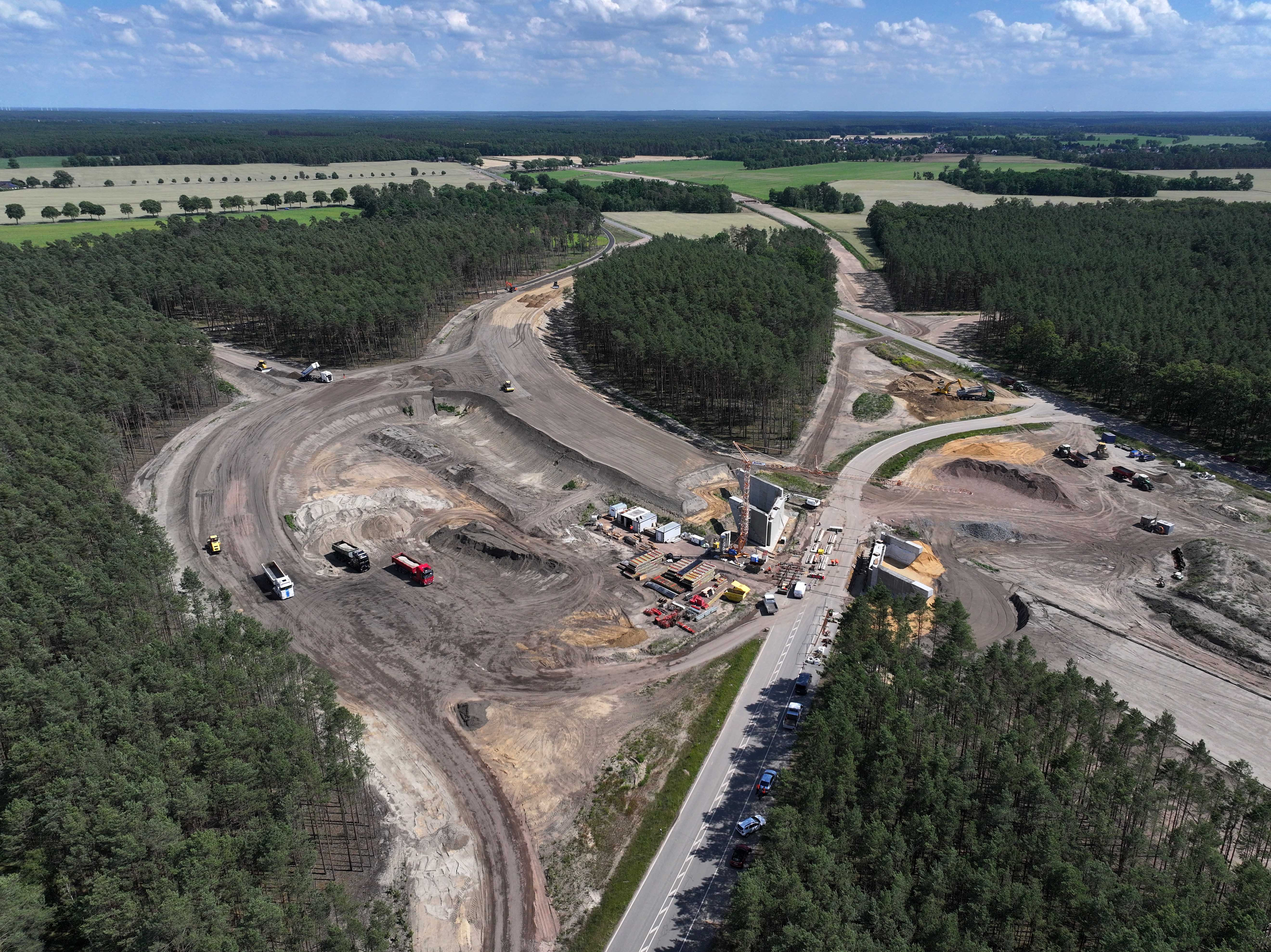 Luftbild Baustelle Ortsumfahrung Cottbus